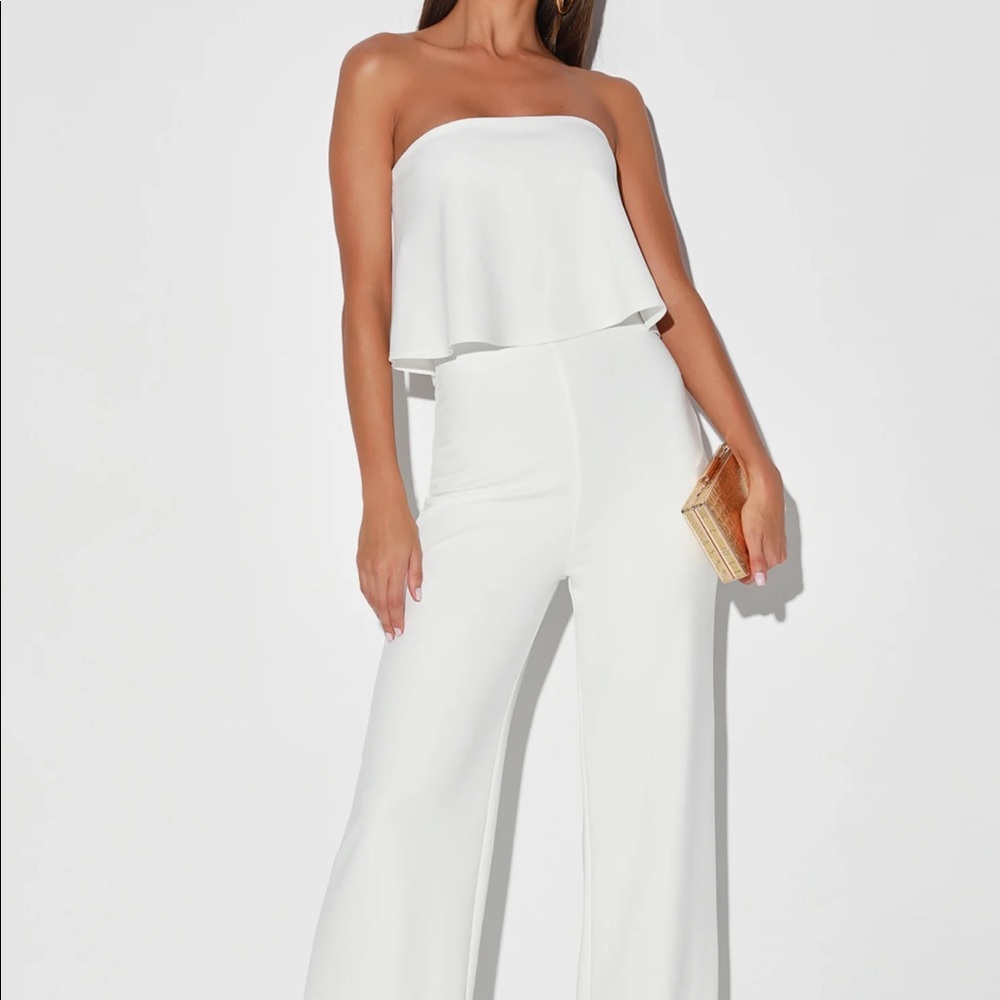 What lovers do strapless wide leg jumpsuit